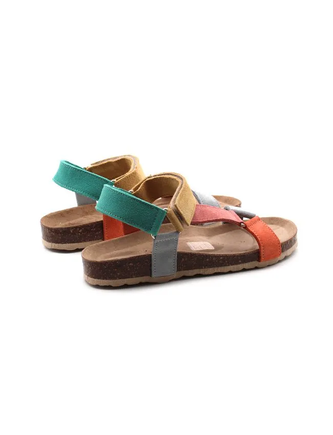 Conte'Sandalo multicolor in pelle scamosciata