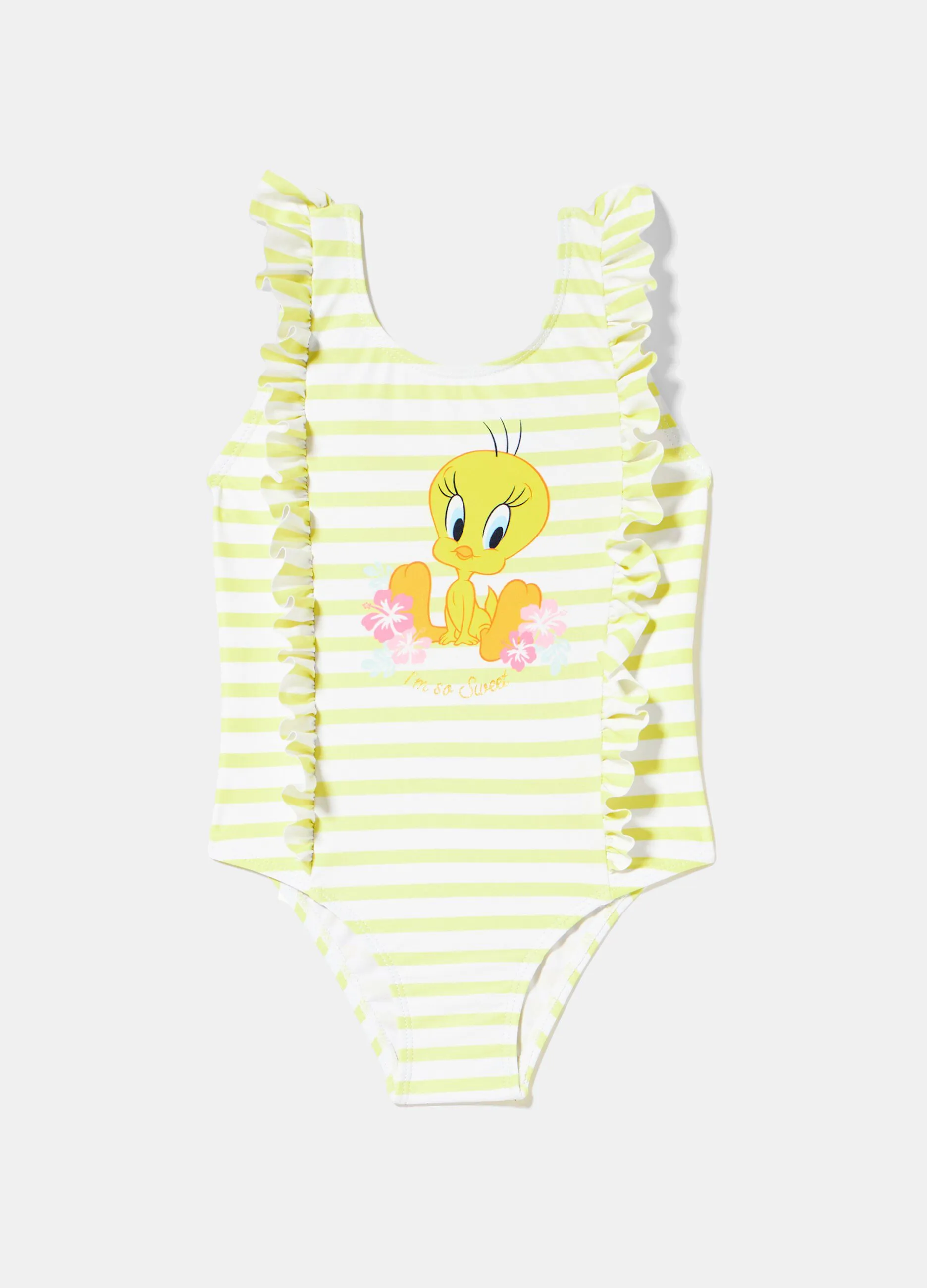 Costume intero a righe Tweety neonata