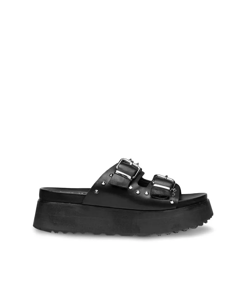 CULT JANIS 3146 sandali zeppa platform pelle nero rock borchie
