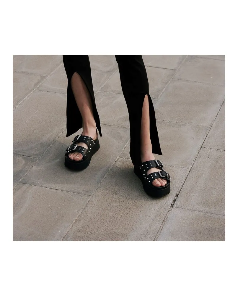 CULT JANIS 3146 sandali zeppa platform pelle nero rock borchie