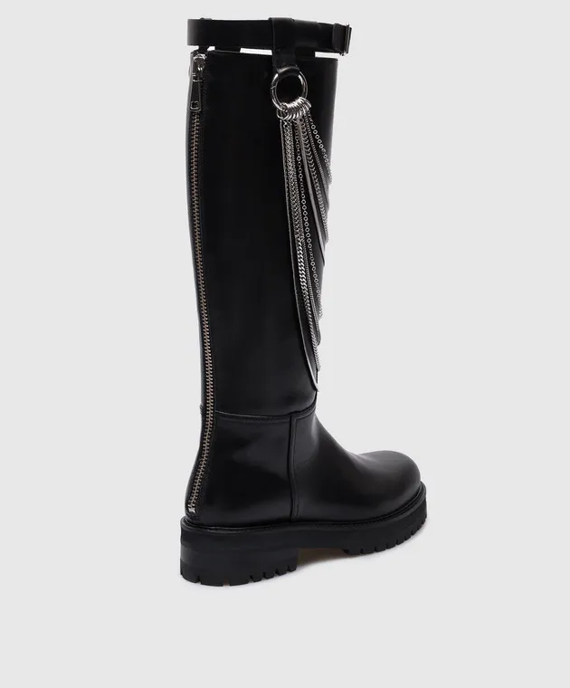 Dondup Stivali in pelle nera con catene WS292PL0503DXXX
