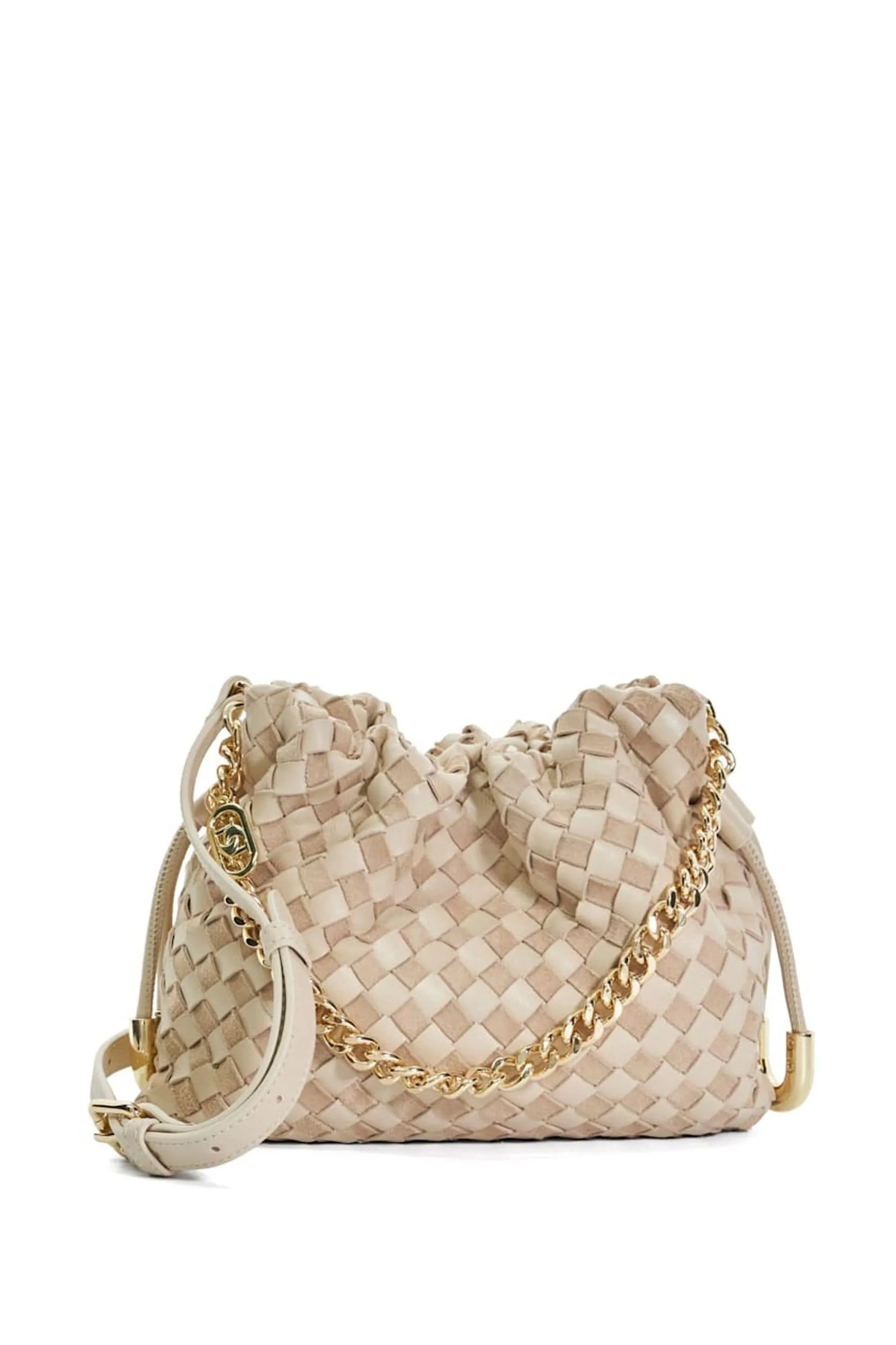 Dune London - Primrose - Borsa piccola in pelle intrecciata con coulisse