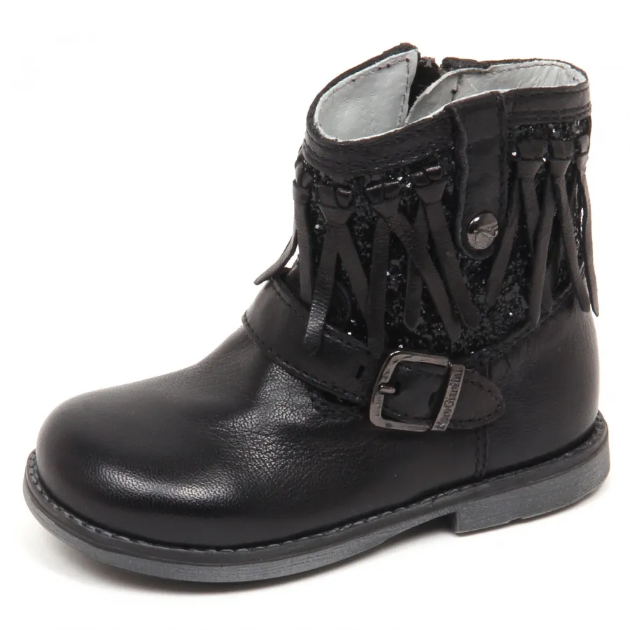E1950 biker bimba NERO GIARDINI JUNIOR stivaletto scarpe boot shoe kid baby