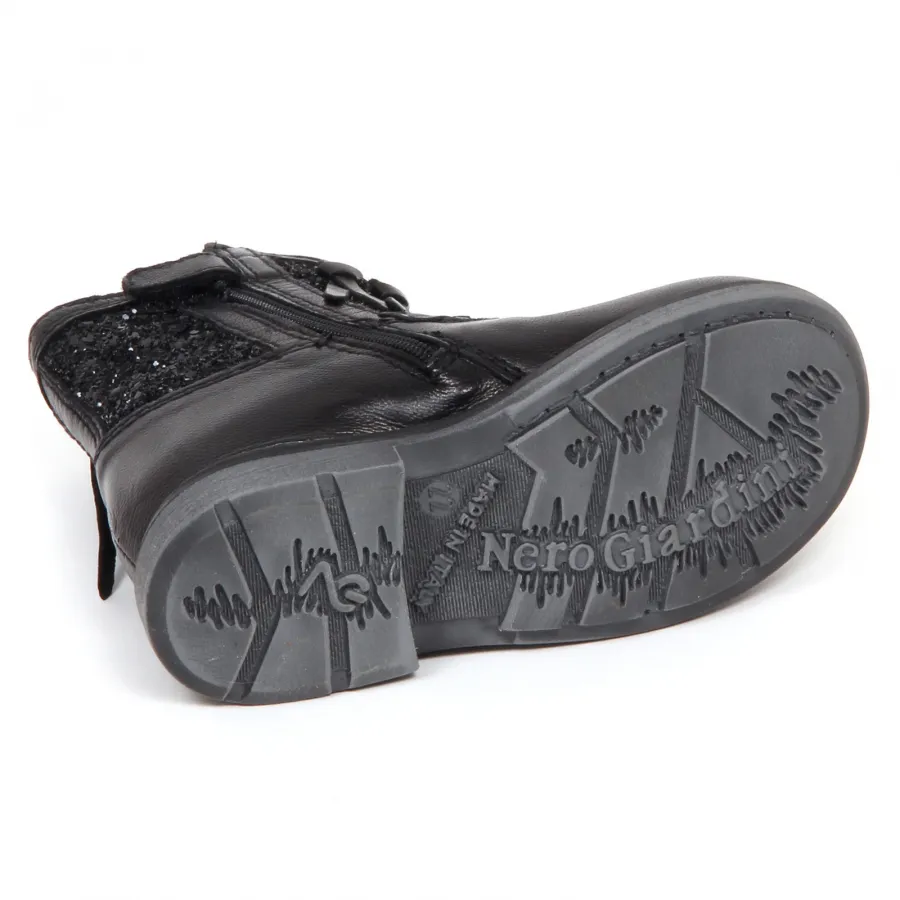 E1950 biker bimba NERO GIARDINI JUNIOR stivaletto scarpe boot shoe kid baby