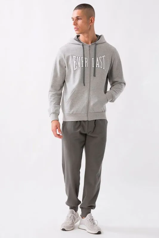 EVERLAST TUTA IN FELPA ESTIVA UOMO zip lunga e cappuccio Grigio Melange/Sage