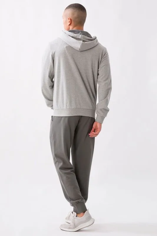 EVERLAST TUTA IN FELPA ESTIVA UOMO zip lunga e cappuccio Grigio Melange/Sage