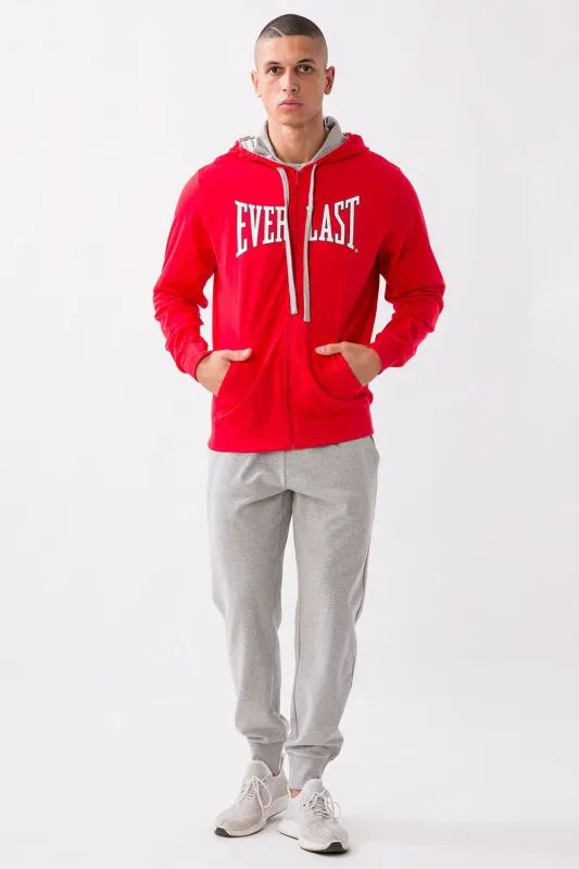 EVERLAST TUTA JERSEY UOMO zip lunga e cappuccio Red Cherries/Grey Melange