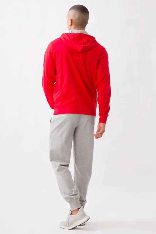 EVERLAST TUTA JERSEY UOMO zip lunga e cappuccio Red Cherries/Grey Melange