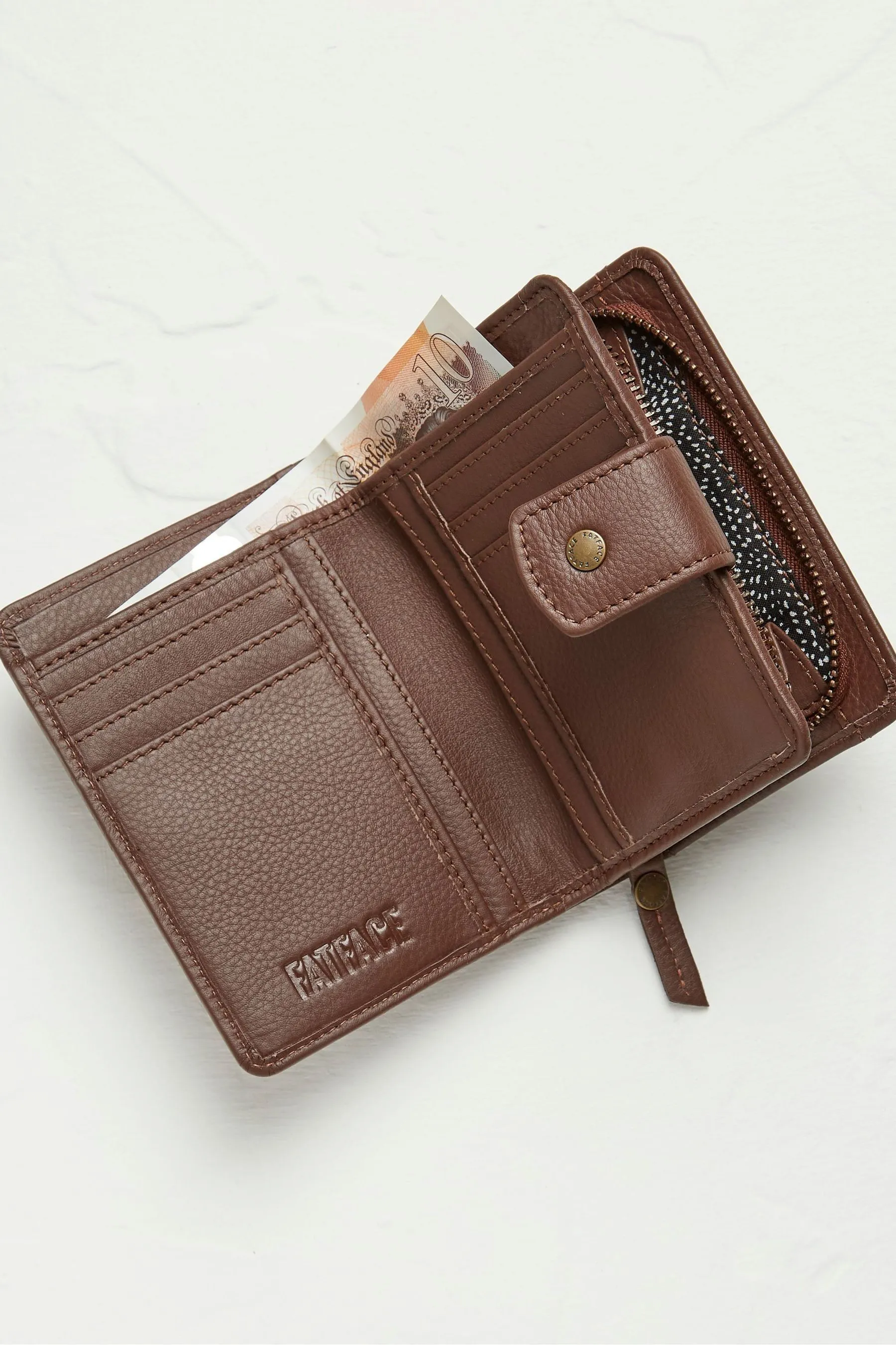 FatFace Borsa con zip in pelle    