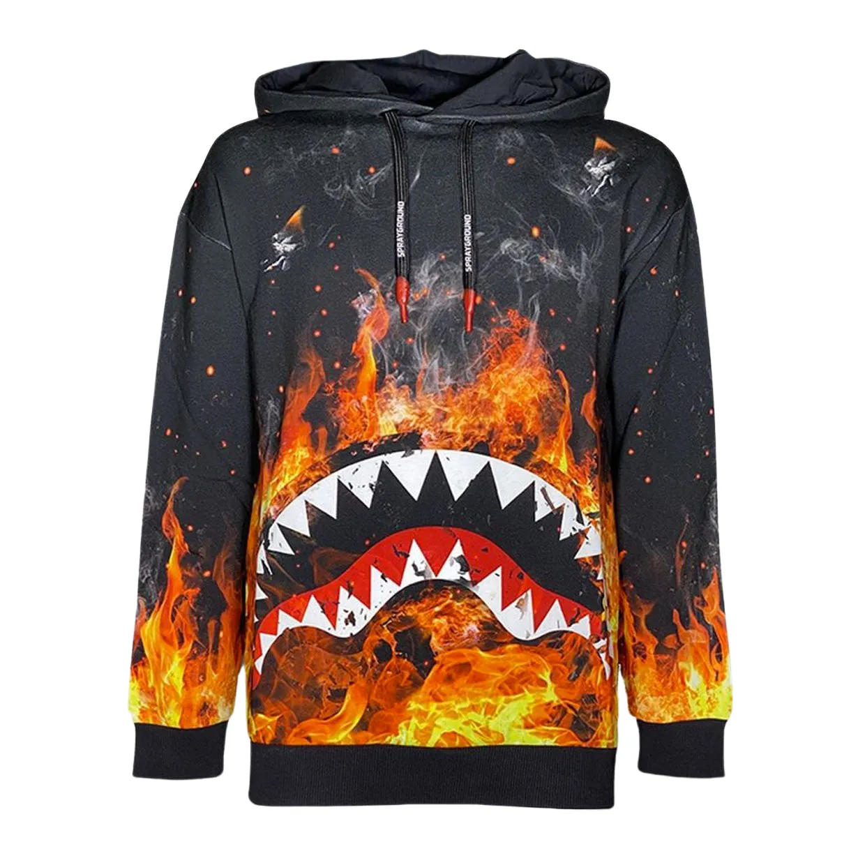 Felpa Uomo Sprayground Shark On Fire Nero Multicolor