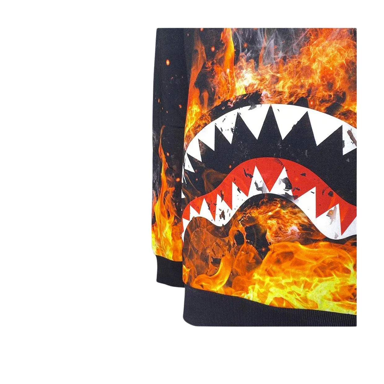 Felpa Uomo Sprayground Shark On Fire Nero Multicolor