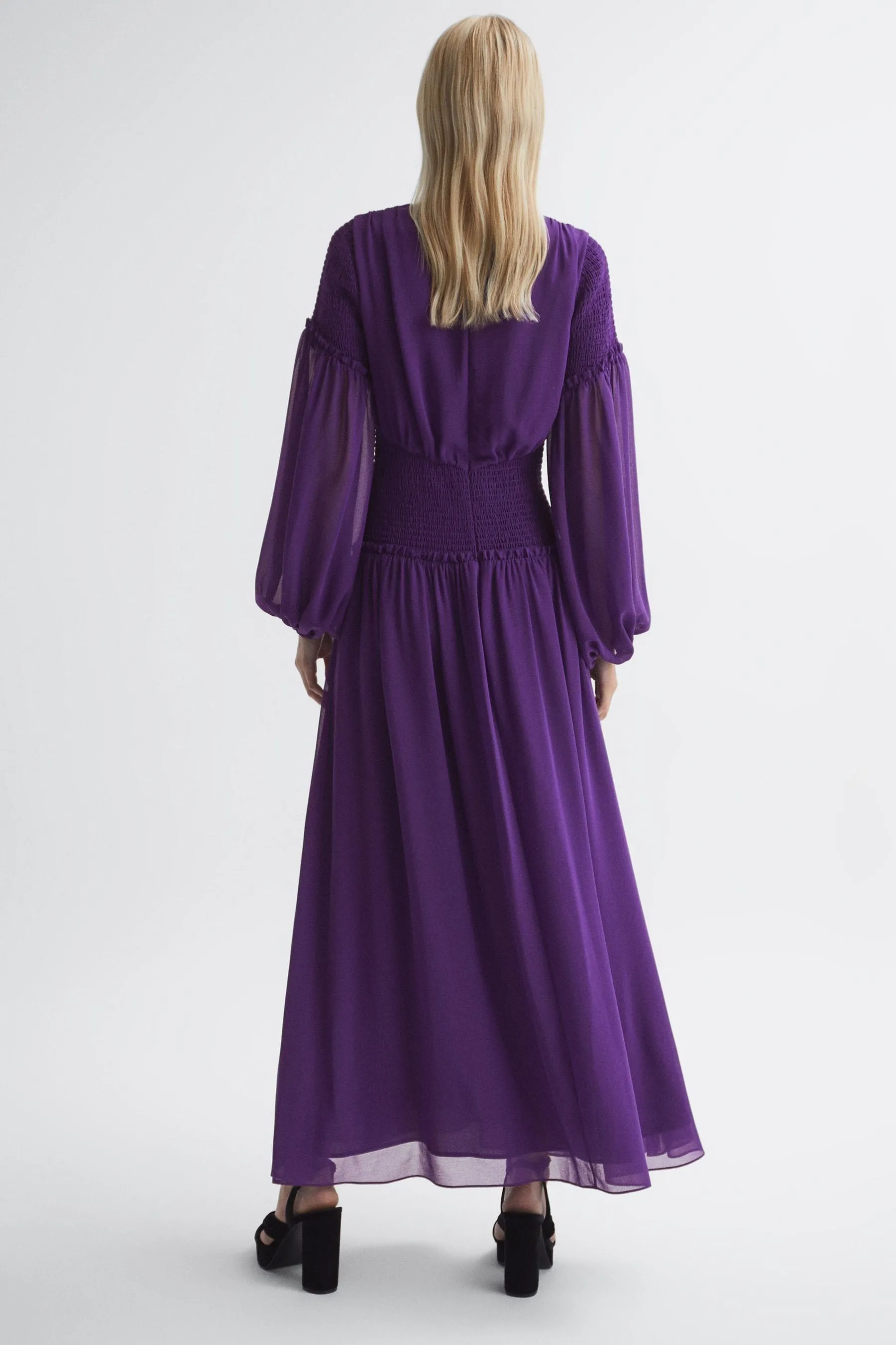Florere - Abito maxi arricciato con scollo profondo