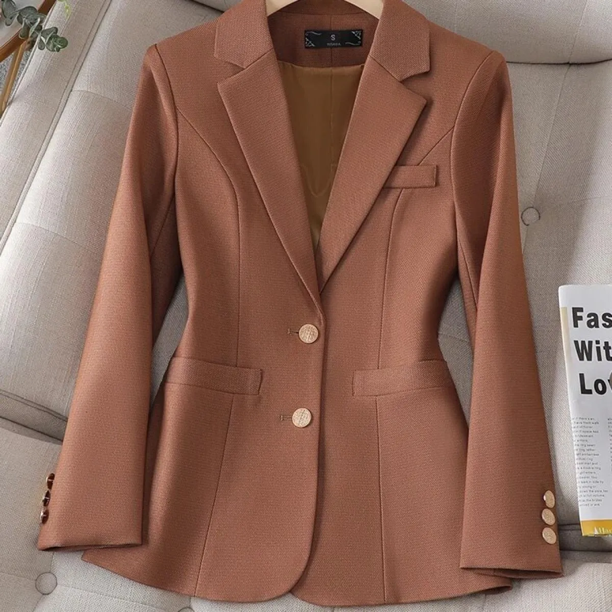 Giacca da donna autunno inverno a maniche lunghe da donna blu arancione rosso giacca da lavoro femminile da lavoro slim giacca f
