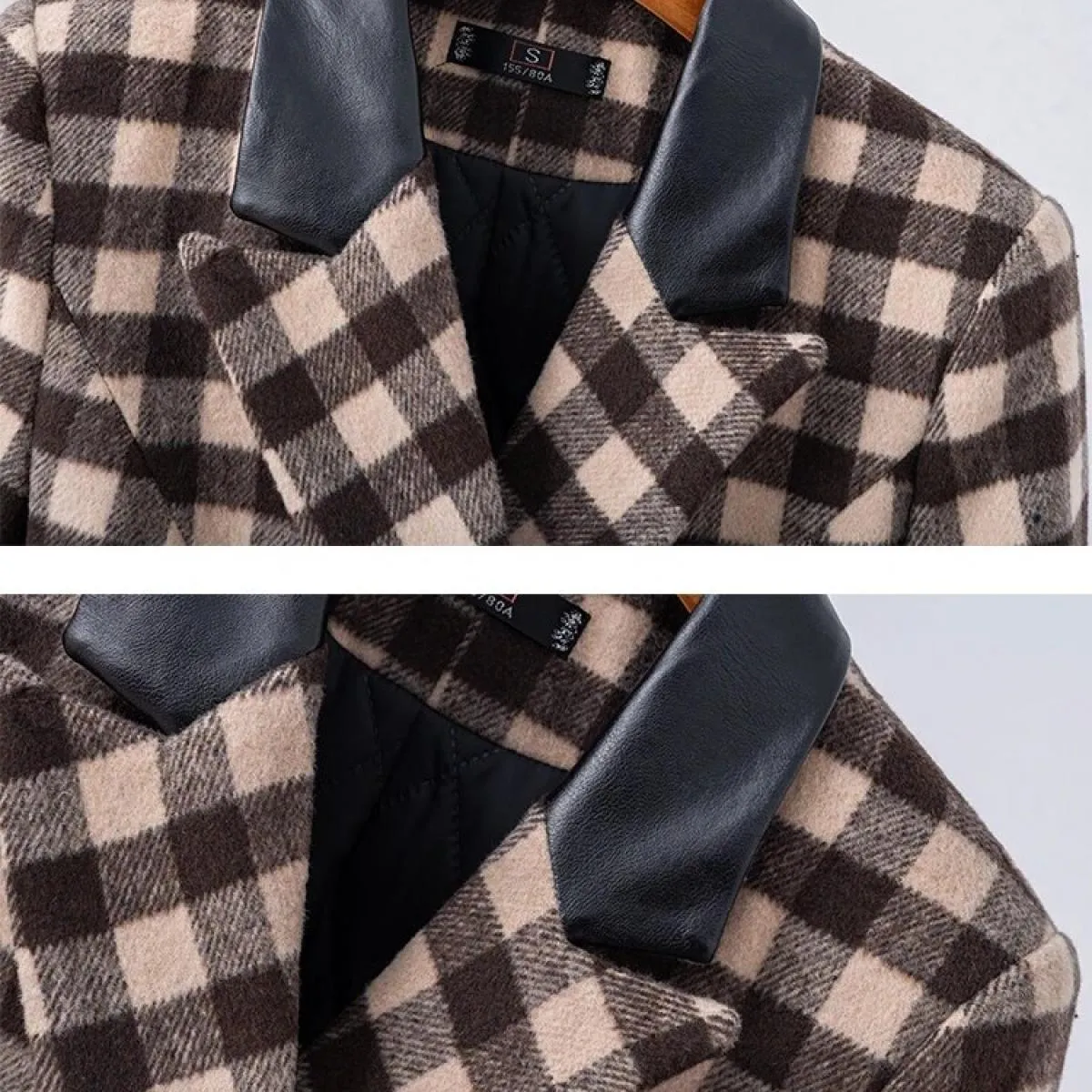 Giacca da donna autunno inverno casual giacca da donna femminile rosa albicocca verde scozzese manica lunga triplo petto giacca