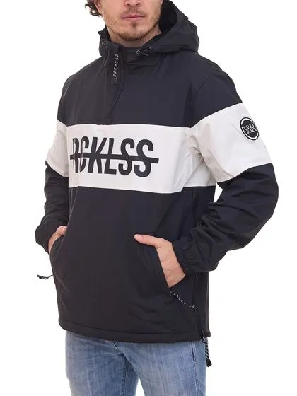 Giacca da transizione pull-over da uomo YOUNG & RECKLESS in giacca a vento stile color block 140003 bianco e nero