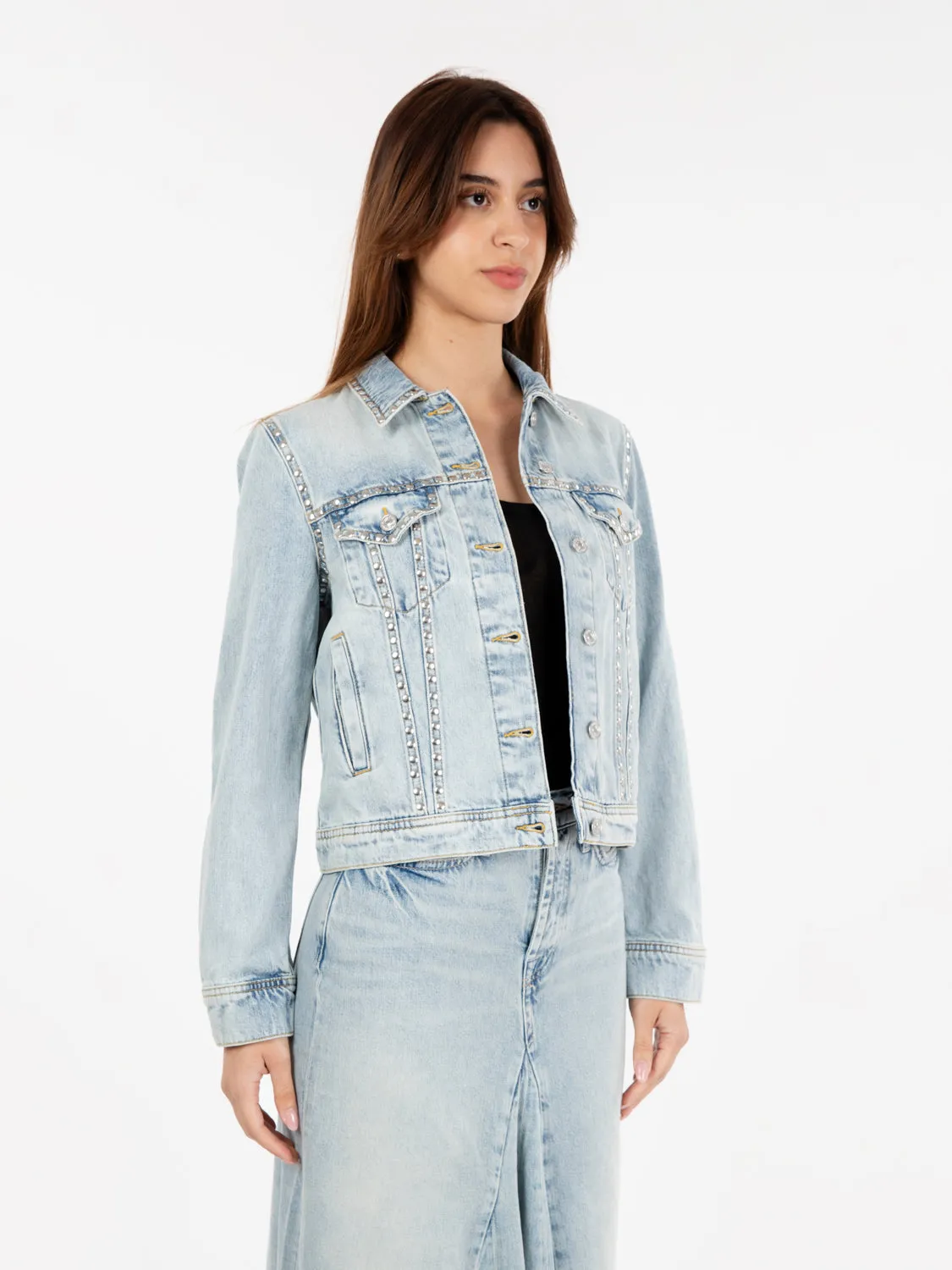 Giacca denim trucker Pricila light blue