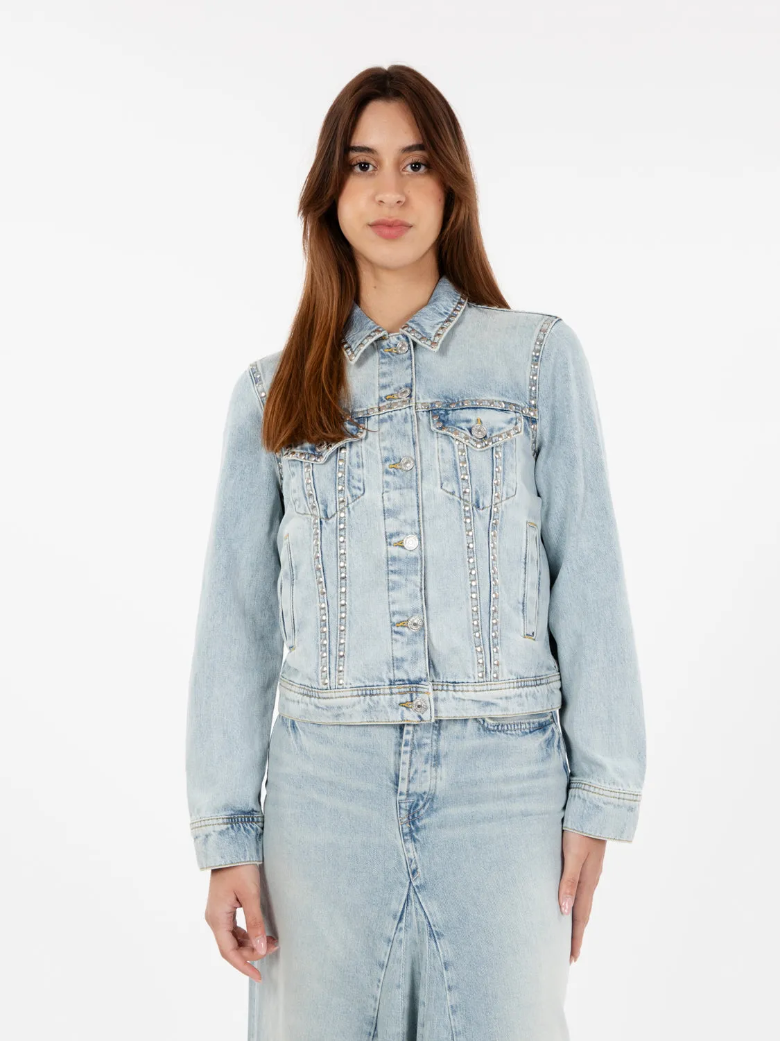 Giacca denim trucker Pricila light blue