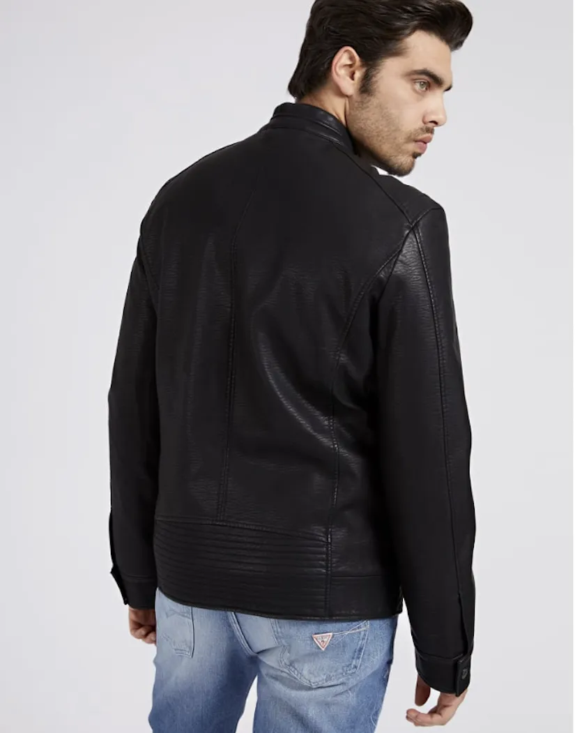 Giacca Guess uomo biker simil pelle nera M1YL57WDZN0