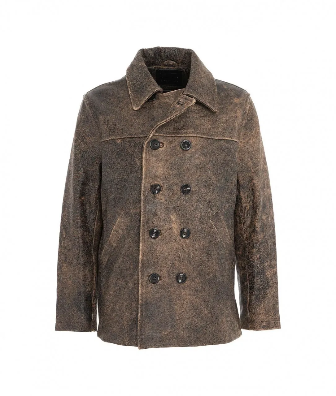 Giacca in pelle dal look vintage marrone marrone