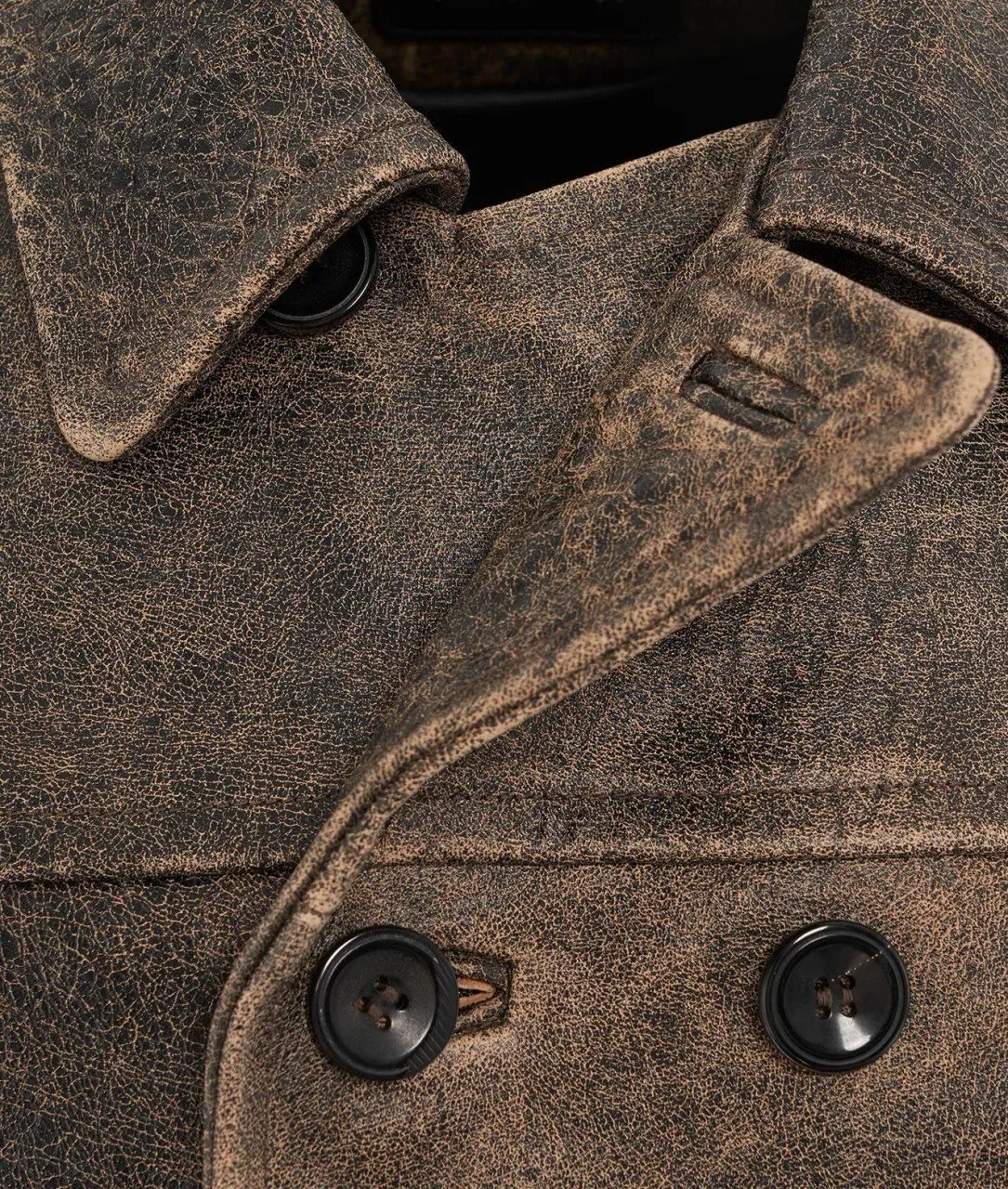 Giacca in pelle dal look vintage marrone marrone