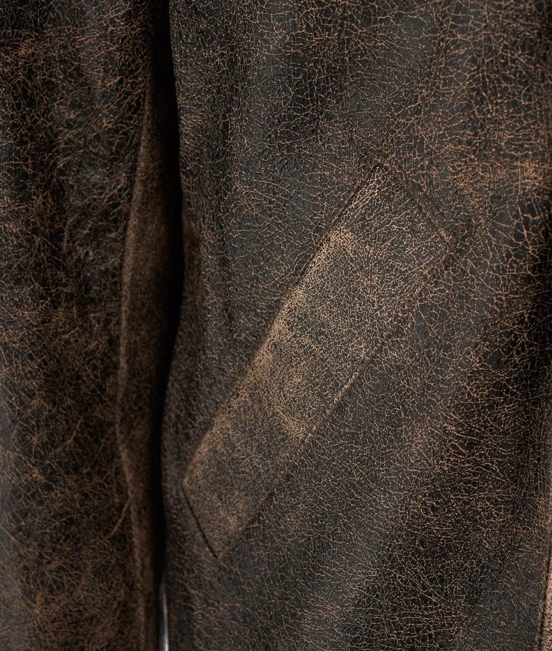 Giacca in pelle dal look vintage marrone marrone