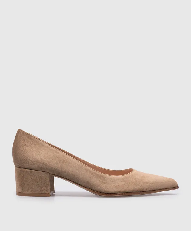 Gianvito Rossi Scarpe da barca Piper in camoscio beige G2217145RICCAM