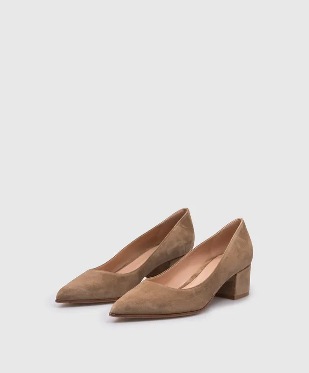 Gianvito Rossi Scarpe da barca Piper in camoscio beige G2217145RICCAM