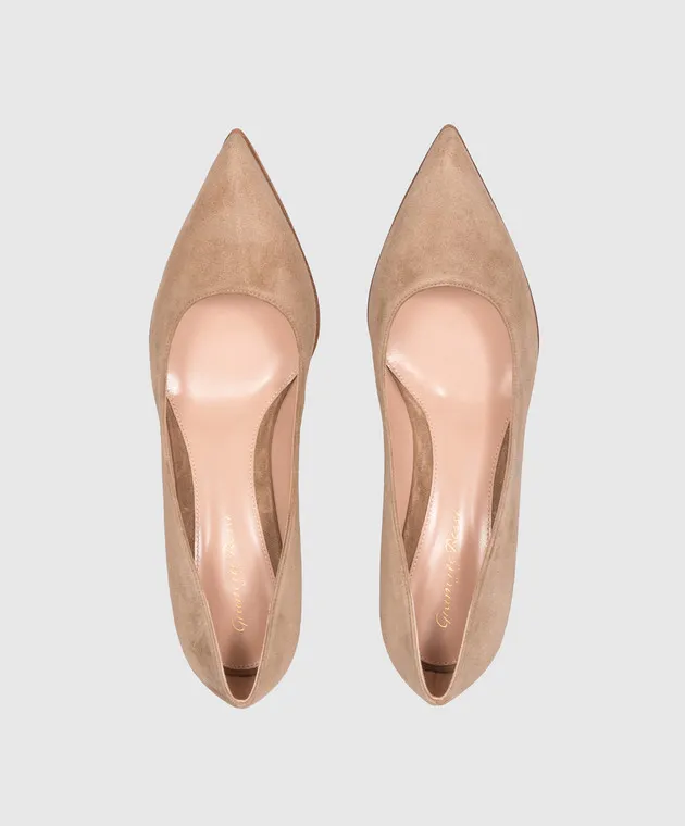 Gianvito Rossi Scarpe da barca Piper in camoscio beige G2217145RICCAM