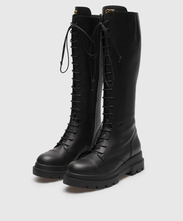 Giuseppe Zanotti Stivali in pelle nera con logo I280005