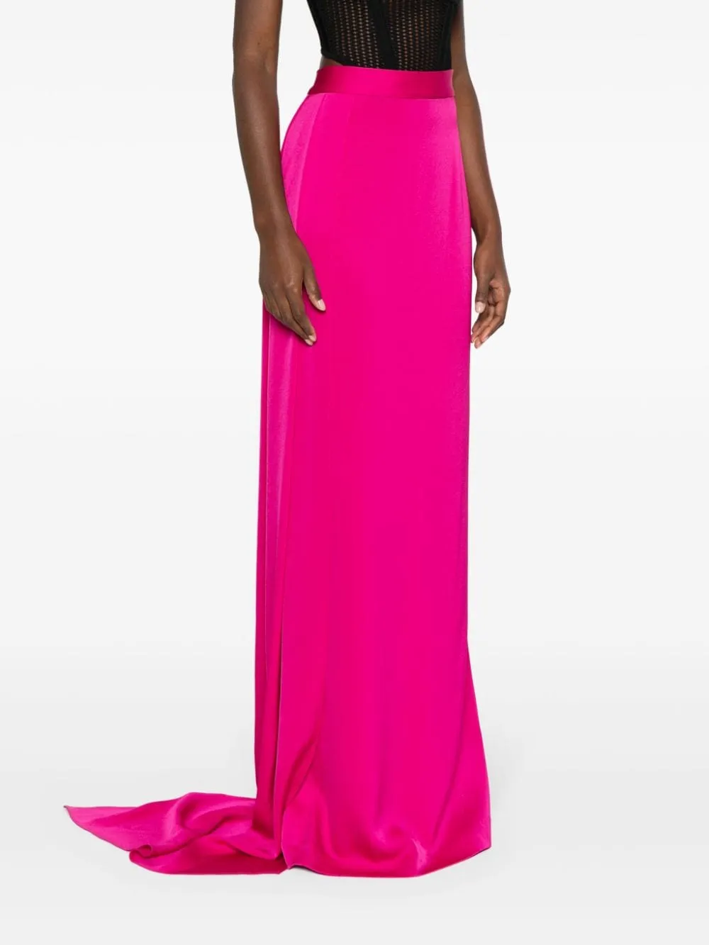 Gonna lunga con drappeggio in rosa - donna