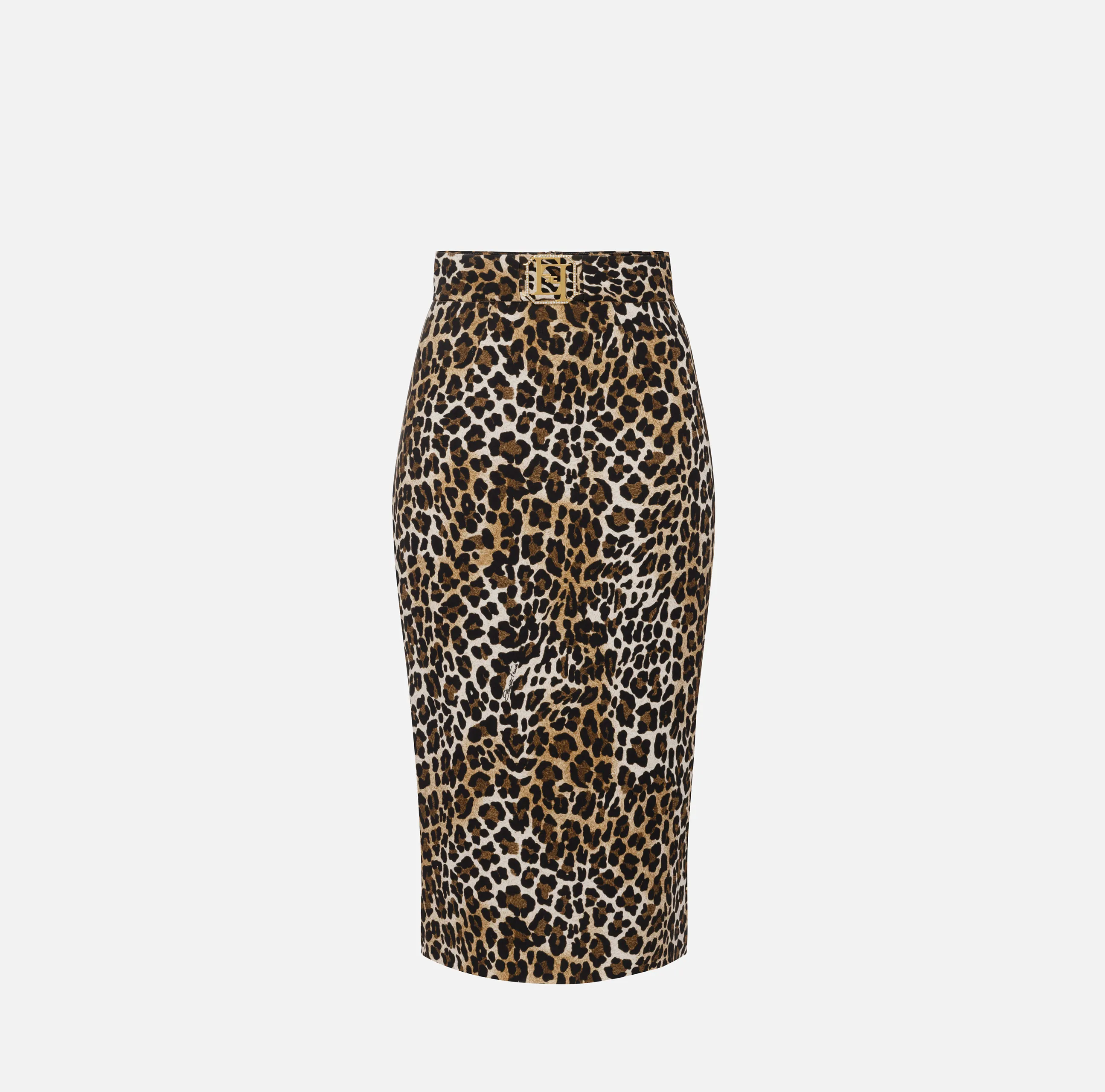 Gonna midi in crêpe animalier