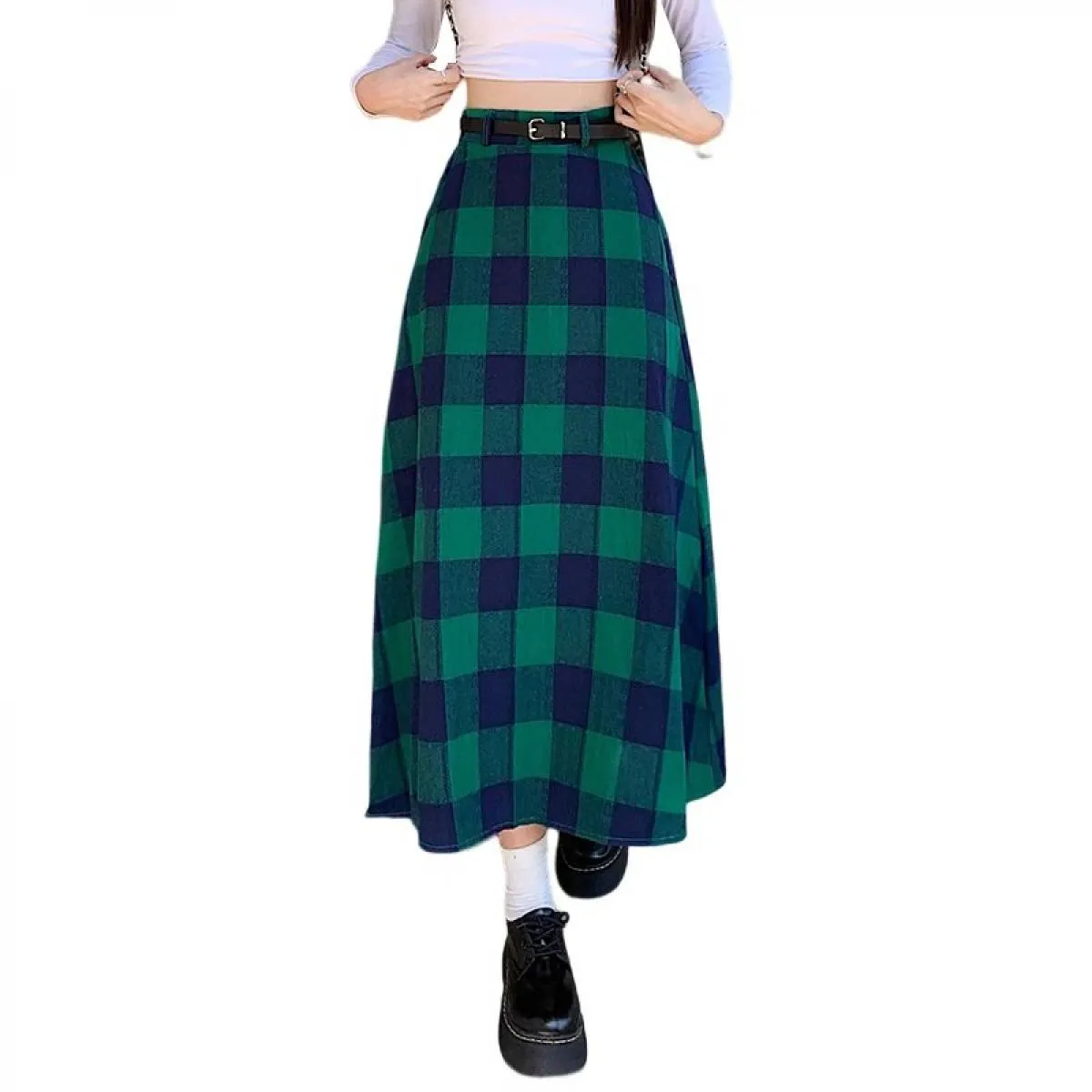 Goth Casual Donna Gonne Midi Plaid Punk gotico Gonna lunga alta e sottile  Moda Abiti streetwear 2023