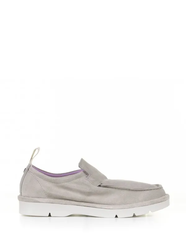 Gray suede moccasin