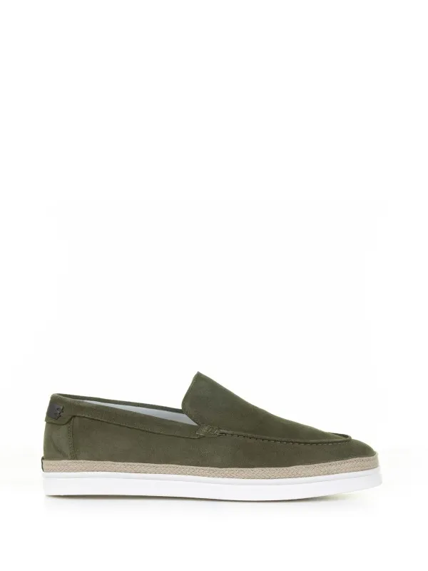 Green suede moccasin