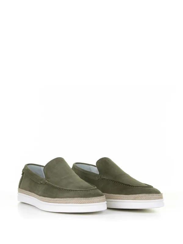 Green suede moccasin