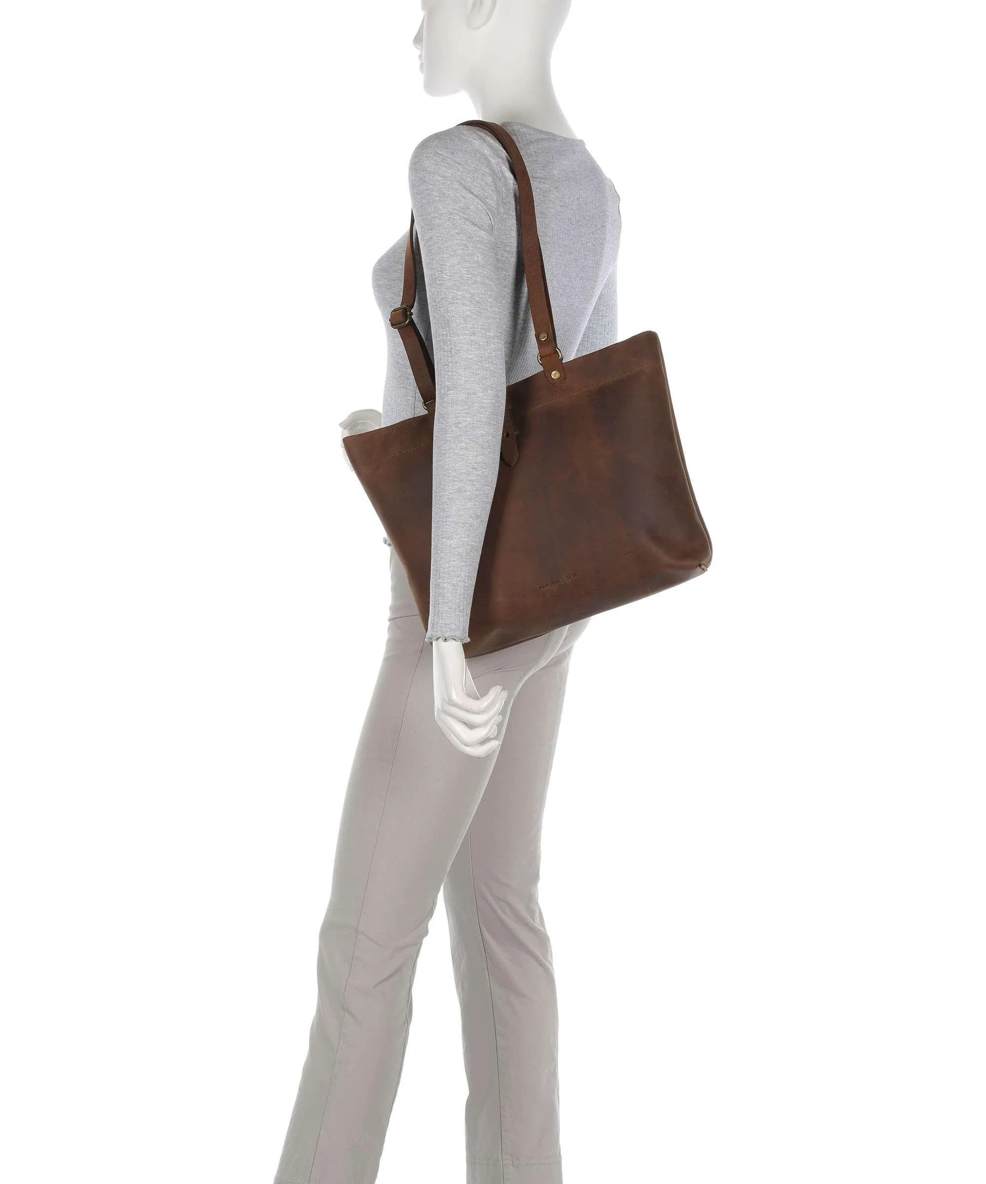  Harold's Antic Borsa shopper pelle bovina ruvida marrone  