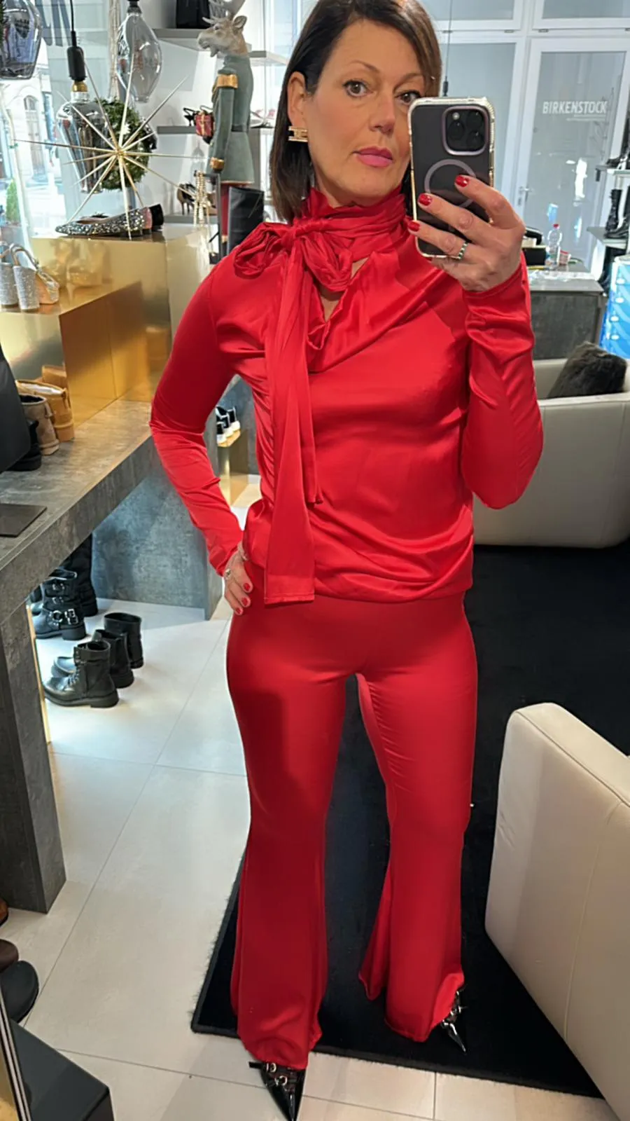 Haveone - Completo maglia con fiocco e pantalone red