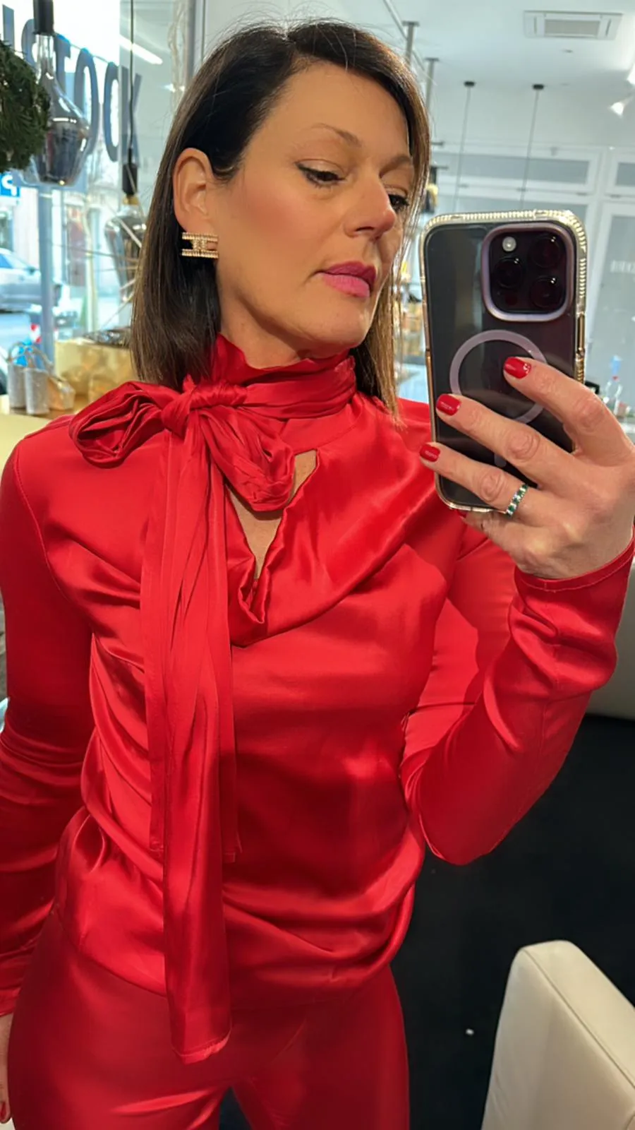 Haveone - Completo maglia con fiocco e pantalone red