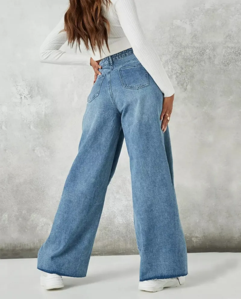 Jeans a cuore con coppia di vento a gamba larga larghi lavati retrò