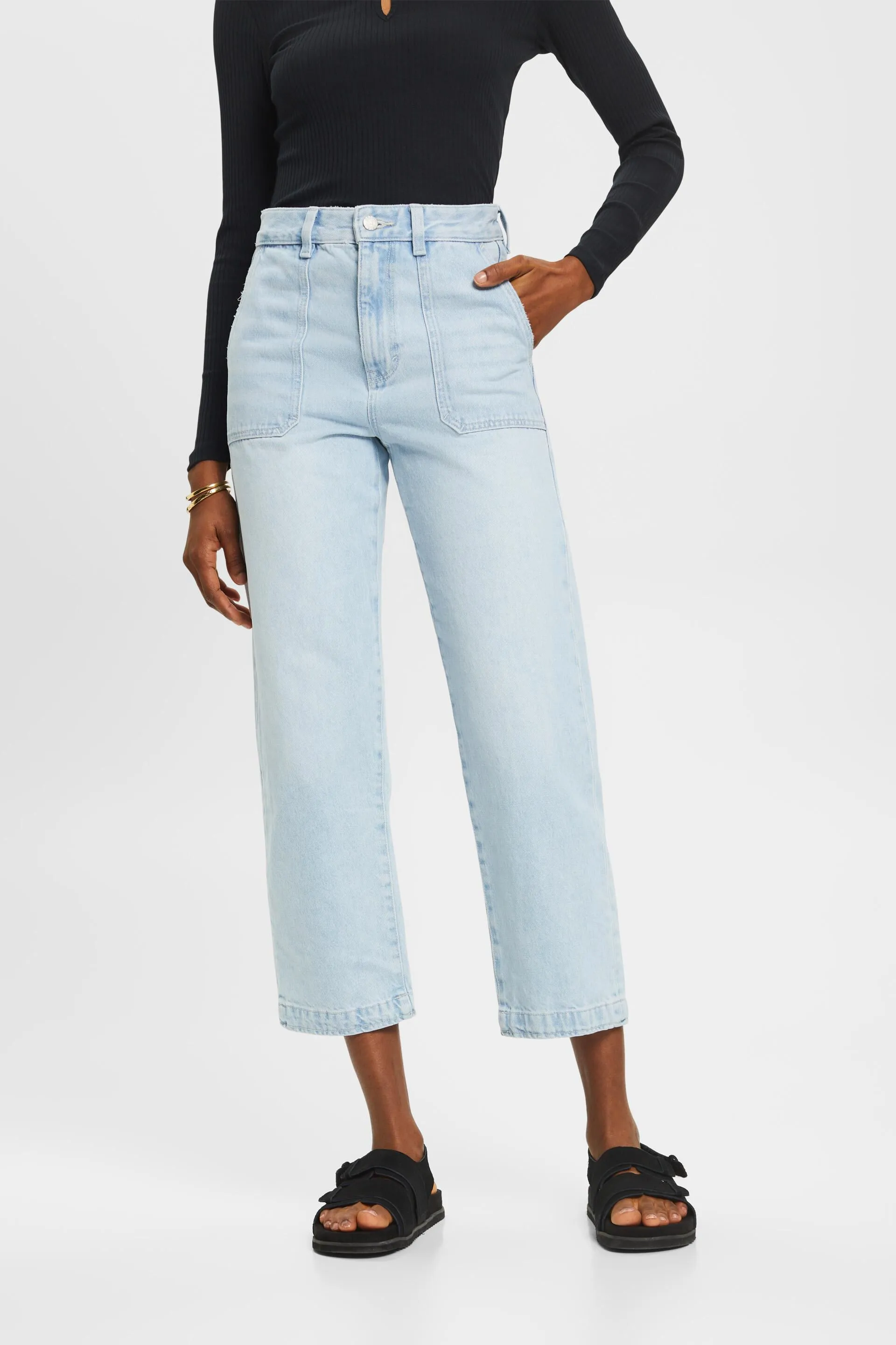 Jeans dad fit in denim di cotone sostenibile