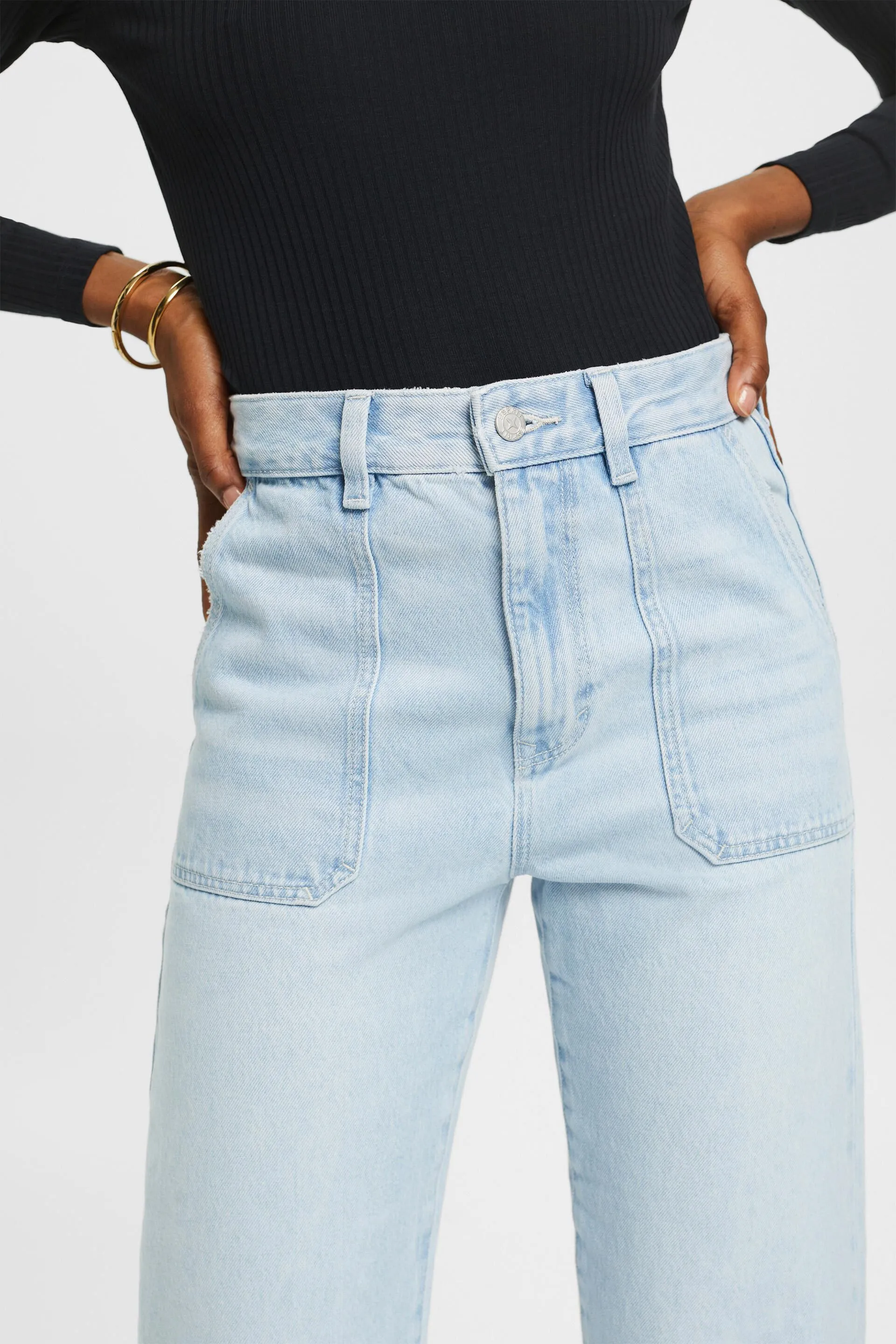Jeans dad fit in denim di cotone sostenibile