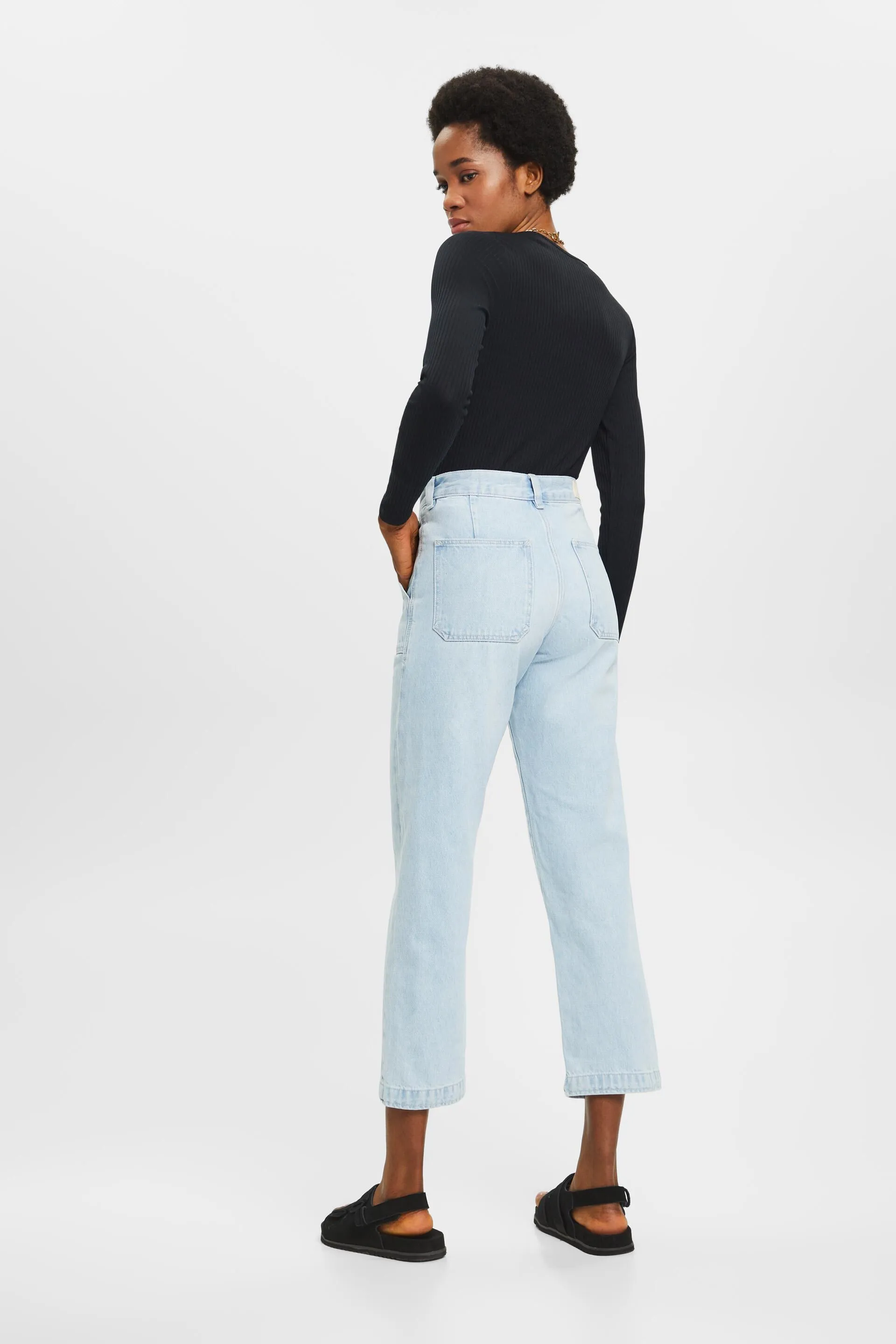 Jeans dad fit in denim di cotone sostenibile