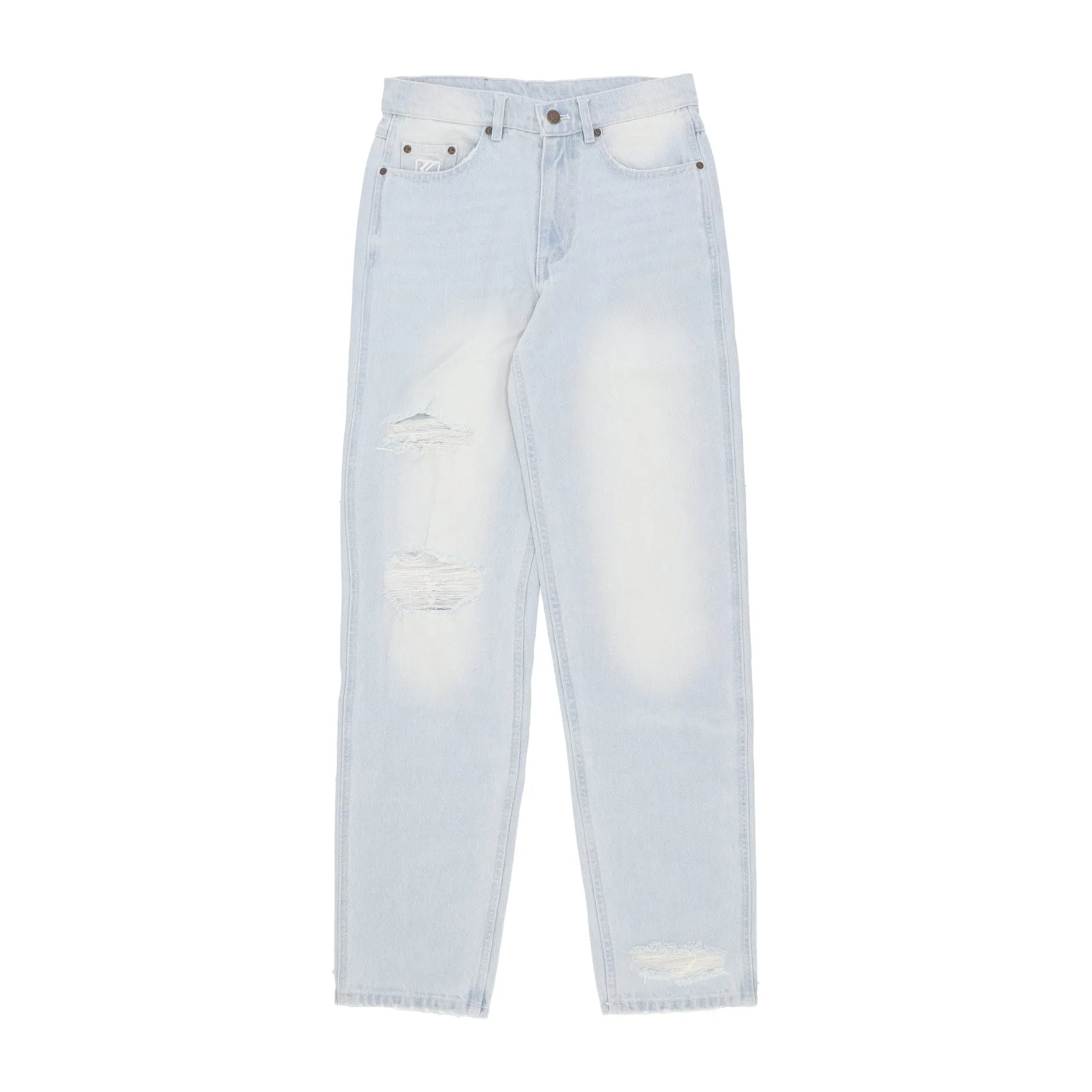 Jeans Uomo Baggy Five Pocket Heavy Distressed Denim Pant Light Blue
