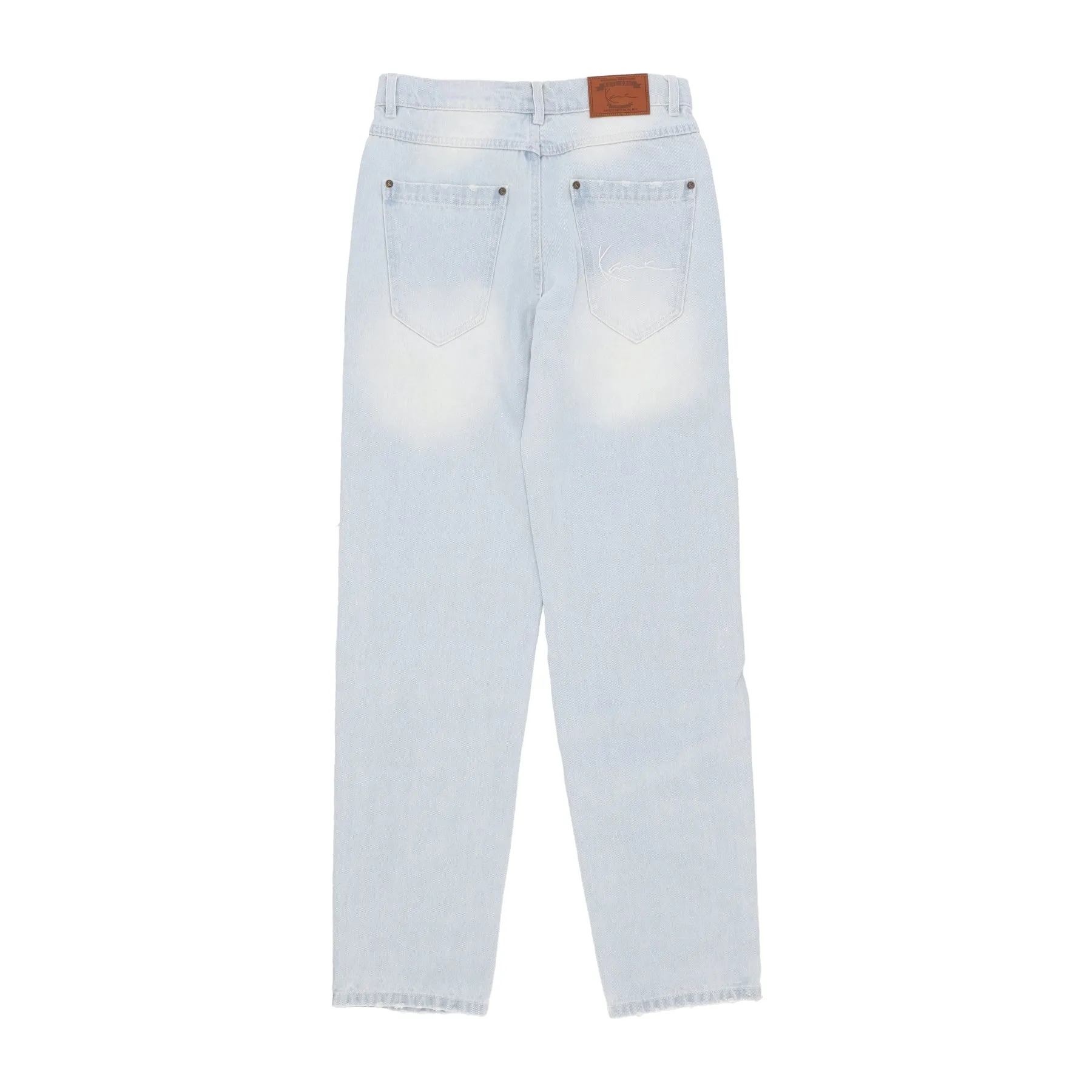 Jeans Uomo Baggy Five Pocket Heavy Distressed Denim Pant Light Blue