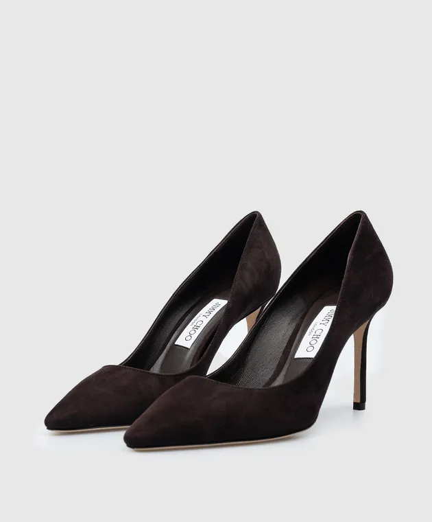 Jimmy Choo Romy 85 Scarpe da barca in camoscio marrone ROMY85KDU