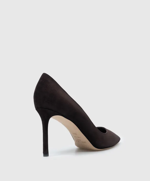 Jimmy Choo Romy 85 Scarpe da barca in camoscio marrone ROMY85KDU
