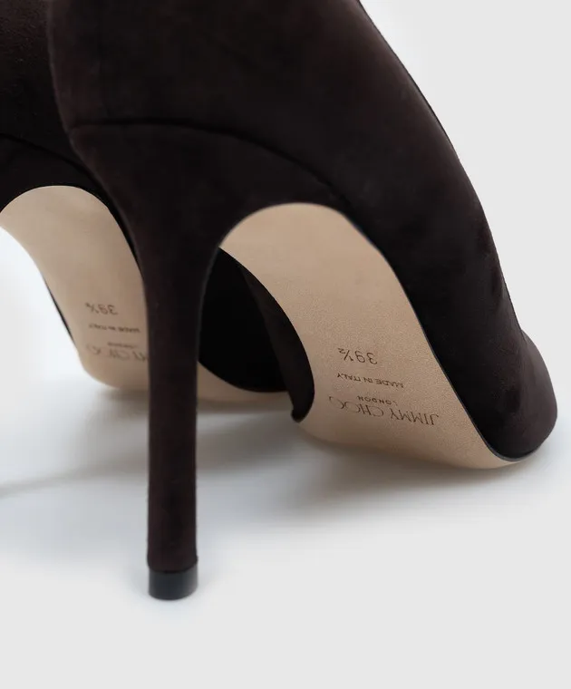 Jimmy Choo Romy 85 Scarpe da barca in camoscio marrone ROMY85KDU