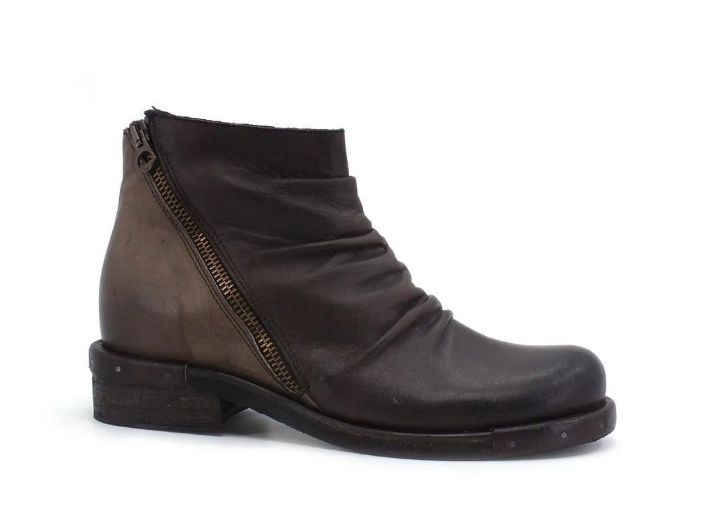 JIUDIT Biker Pelle Arricciata Zip Testa Di Moro Taupe 124FC