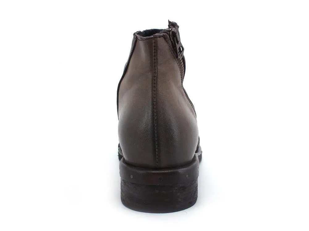 JIUDIT Biker Pelle Arricciata Zip Testa Di Moro Taupe 124FC