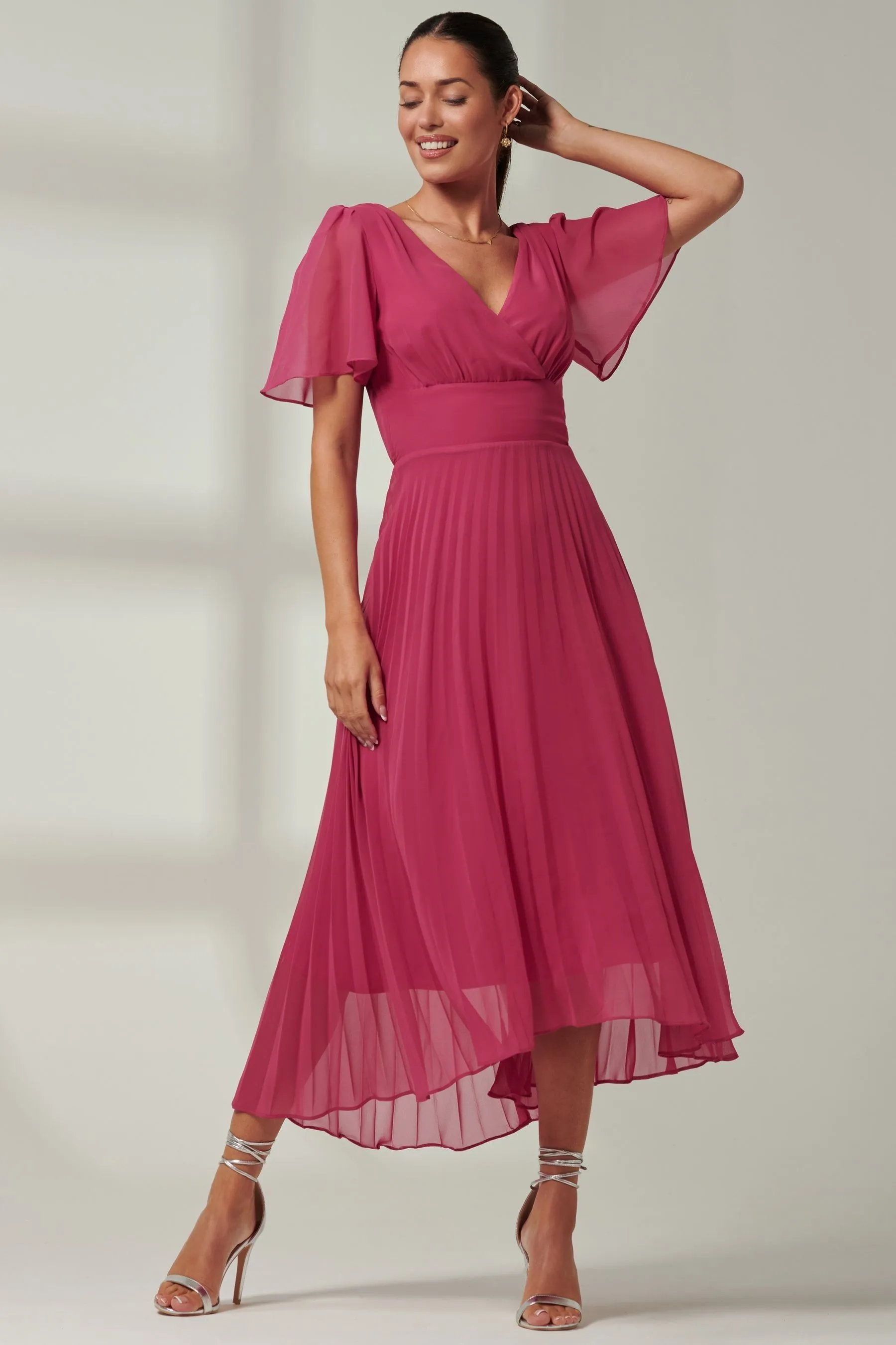 Jolie Moi - Elene A pieghe - Abito maxi asimmetrico in chiffon